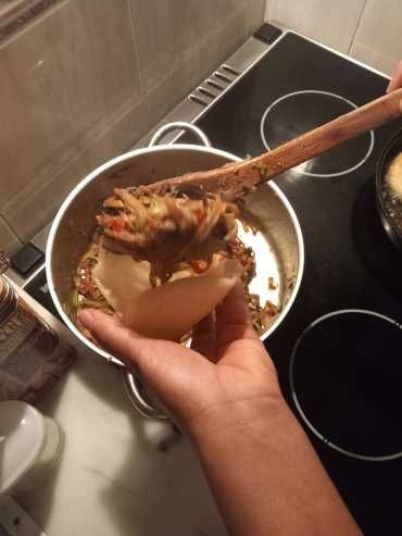 Arepas com carne de casca de banana