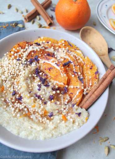 Mingau de Quinoa, Laranja, Canela e Cardamomo