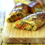 Rolos Crocantes com Beringela, Tomate e Manjericão